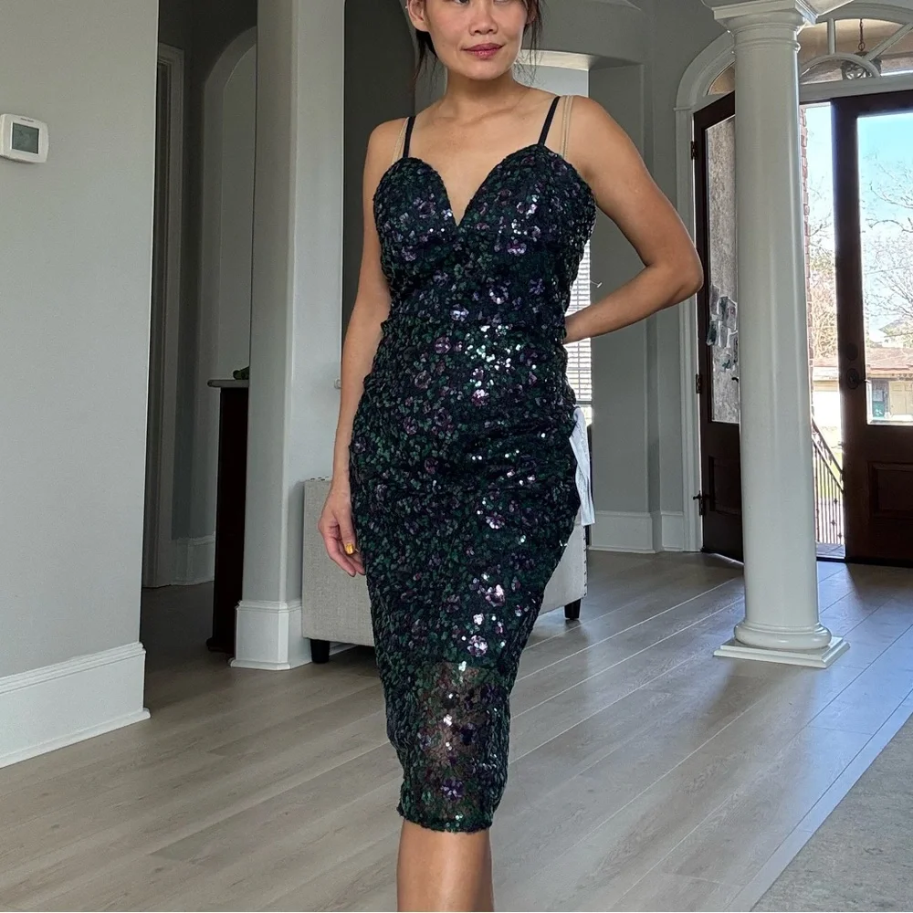 ✨NWT Dress The Population Lace Sequins Dress✨ - Picture 1 of 7